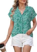 Timeson Women's Short Sleeve Chiffon Blouses for Office Work Business Attire Collared Shirts - Image 106