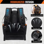 73 Pockets Tool Backpack Heavy Duty for Men Women, Hvac Tool Backpack, Tool Bag Backpack with Laptop Compartment, Waterproof Molded Base, 1680D, Durable Multi-Use Pocket for Electrician Construction - Image 5