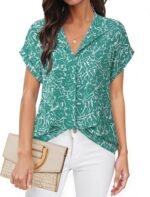 Timeson Women's Short Sleeve Chiffon Blouses for Office Work Business Attire Collared Shirts - Image 107