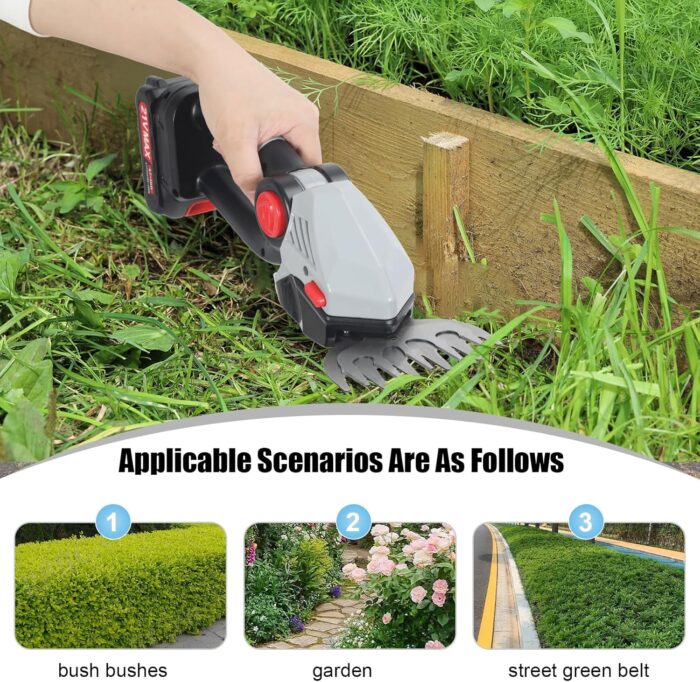 3-in-1 21V Mini Pole Hedge Trimmer & Grass Shear, Electric Grass Shear with Extension Pole, 6.3ft Reach, Multi-Angle Adjustable Handheld Shrub Trimmer for Garden (Black) - Image 5