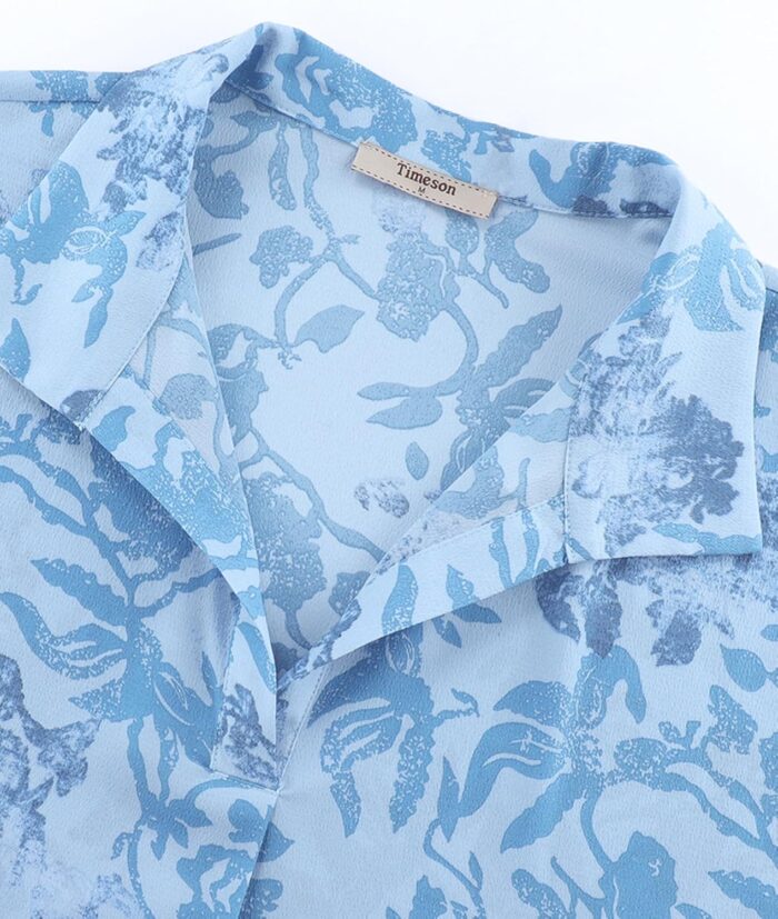 Timeson Women's Short Sleeve Chiffon Blouses for Office Work Business Attire Collared Shirts - Image 66