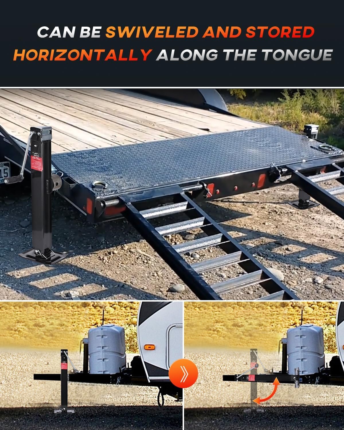 8000 lbs Swivel Trailer Jack, Weld-On Pipe Mount Tongue Jack,28.6″ Vertical Travel, Adjustable Drop Leg, for Utility Trailers, Yacht Trailers, Boat Trailer Jack