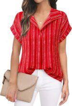 Timeson Women's Short Sleeve Chiffon Blouses for Office Work Business Attire Collared Shirts - Image 95