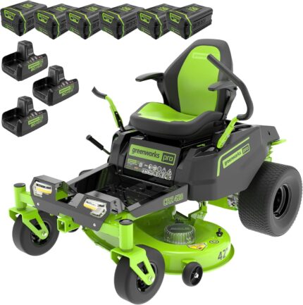 Greenworks PRO 80V 42” Electric Zero Turn Lawn Mower, Includes (6) 4.0Ah Batteries and (3) Dual Port Turbo Chargers