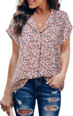 Timeson Women's Short Sleeve Chiffon Blouses for Office Work Business Attire Collared Shirts - Image 2