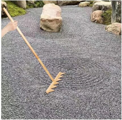 Full Size Zen Garden Rake, Enhanced 48″ Large Japanese Nature Wood Zen Rake for Outdoor Garden Rock Sand san Pattern
