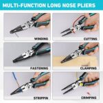 DURATECH 6-in-1 Needle Nose Pliers, 8.5" Multipurpose Long Nose Pliers with Wire Stripper/Crimper/Cutter Function, Heavy Duty Multifunctional Electrician Pliers for Crimping, Stripping, Shearing - Image 3