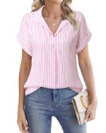 Timeson Women's Short Sleeve Chiffon Blouses for Office Work Business Attire Collared Shirts - Image 70