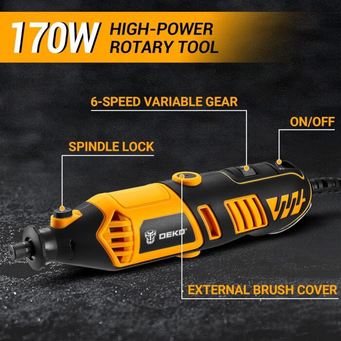 Rotary Tool Kit: DEKOPRO Power Hand Rotary Tools Mini for Wood/Metal, Electric Grinder Drill Machine Set with Flex Shaft for Carving, Cutting, Sanding, Grinding, Polishing, Engraving - Image 3