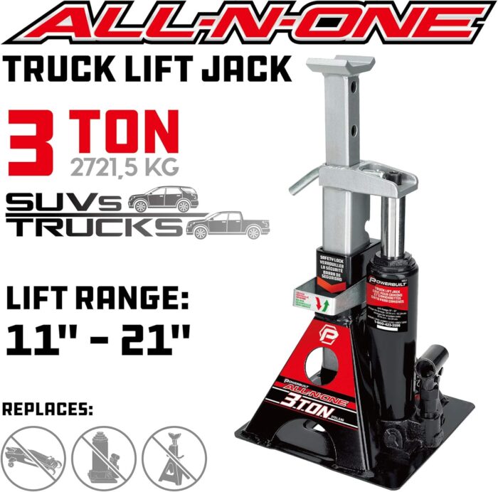 Powerbuilt 3 Ton, Bottle Jack and Jack Stands in One, 6000 Pound All-in-One Car Lift, Heavy Duty Vehicle Unijack, 640912 - Image 2