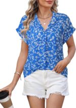 Timeson Women's Short Sleeve Chiffon Blouses for Office Work Business Attire Collared Shirts - Image 7