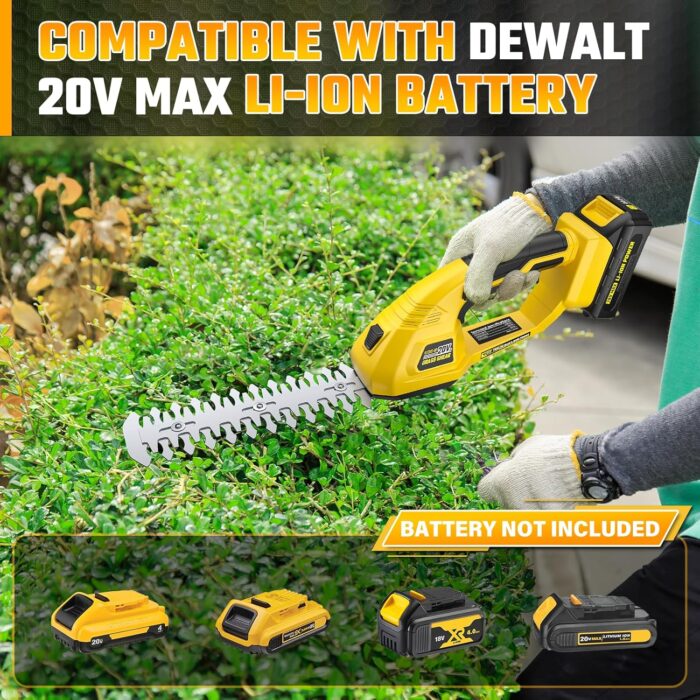 Cordless Grass Shear & Hedge Trimmer for DEWALT 20V Battery, 2 in 1 Handheld Electric Shrubbery Trimmer, Bush Trimmer for Yard & Garden, Lawn(Tool Only) - Image 2