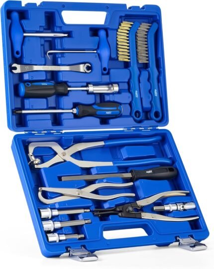 Orion Motor Tech Drum Brake Tool Kit, 15pc. Master Drum & Disc Brake Tool Kit with Brake Spring Pliers, Brake Caliper Brushes & Drum Brake Spring Tool, Brake Caliper Socket Set for Bolt Removal