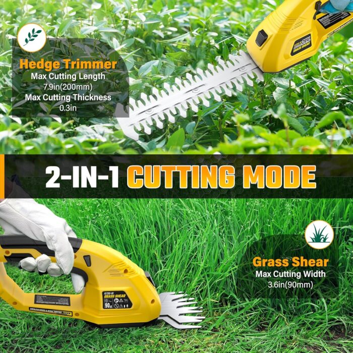 Cordless Grass Shear & Hedge Trimmer for DEWALT 20V Battery, 2 in 1 Handheld Electric Shrubbery Trimmer, Bush Trimmer for Yard & Garden, Lawn(Tool Only) - Image 3
