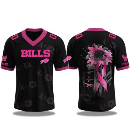 Buffalo Bills Breast Cancer Awareness Month Football 2025 V-neck Short Sleeve Jersey