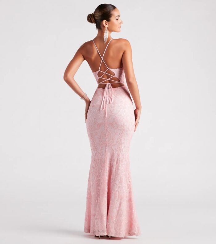 Bethanie Formal Sequin V-Neck Mermaid Dress - Image 2