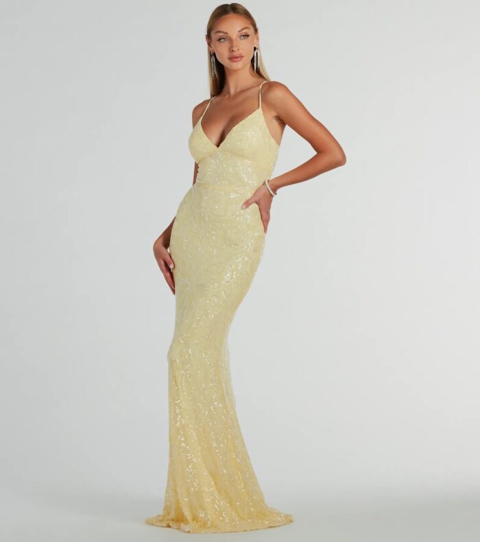 Bethanie Formal Sequin V-Neck Mermaid Dress - Image 14