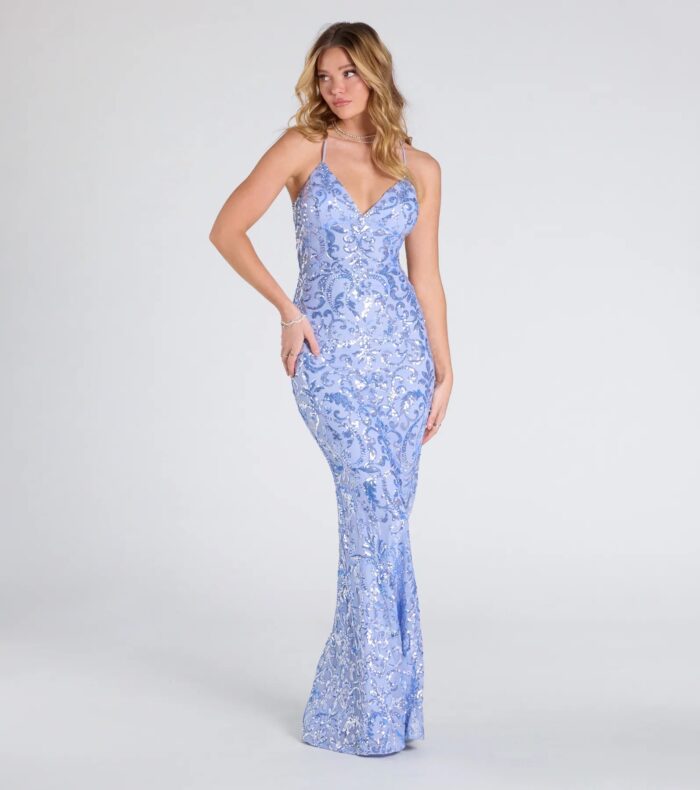 Bethanie Formal Sequin V-Neck Mermaid Dress - Image 19