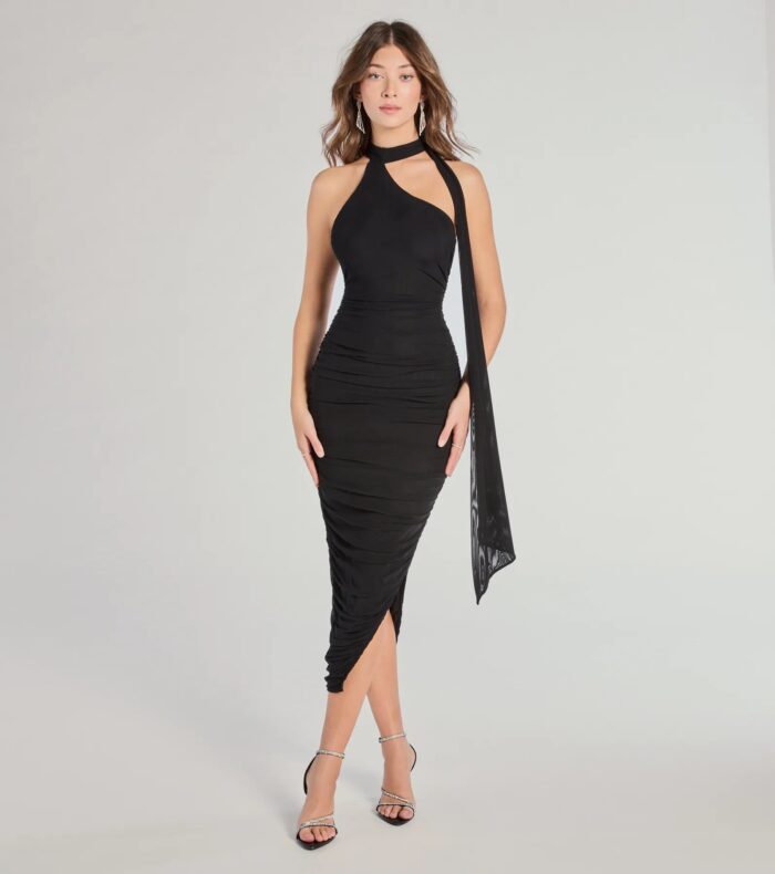 Total Allure Mock Neck Side Slit Midi Dress - Image 5