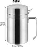 550ML Stainless Steel Olive Oil Dispenser Bottle, Leakproof Oil Container with Lid & Wide Mouth for Kitchen, Cooking, BBQ - Image 2