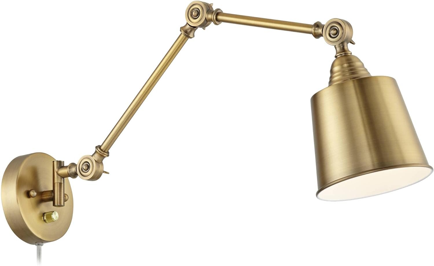 360 Lighting Mendes Modern Swing Arm Adjustable Wall Lamps Set of 2 Antique Brass Plug-in Light Fixture Up Down Metal Shade for Bedroom Bedside House Reading Living Room Home Hallway Dining