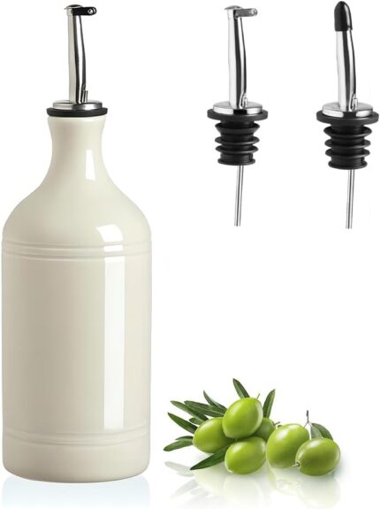 Sweejar Ceramic Olive Oil Dispenser Bottle, Opaque Oil Cruet Protects Oil to Reduce Oxidation, Suitable for Storage Oil, Vinegar, Coffee Syrups & Other Liquids, Pack of 1, 15.5 Fl Oz (Beige) Sweejar Ceramic Olive Oil Dispenser Bottle, Opaque Oil Cruet Protects Oil to Reduce Oxidation, Suitable for Storage Oil, Vinegar, Coffee Syrups & Other Liquids, Pack of 1, 15.5 Fl Oz (Beige)