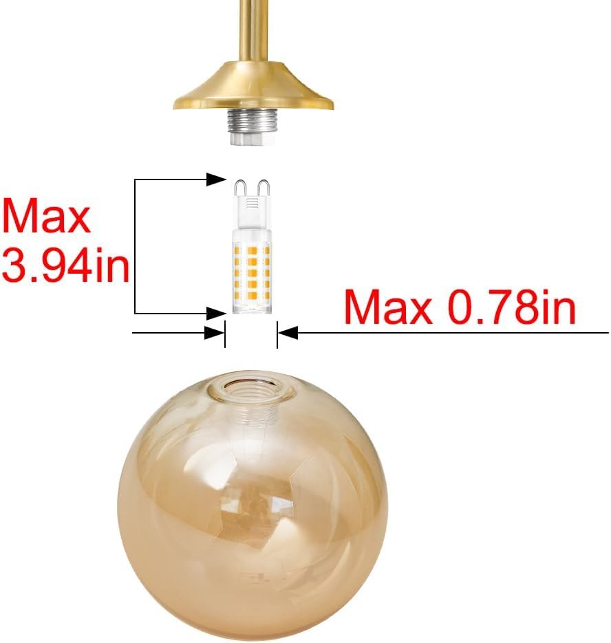 Modern Gold Plug in Wall Light, Wall Light Fixture with Amber Glass Shade, Elegant Brass Sconces Wall Decor Set of 2, Wall Sconce Light with Plug in Cord for Bedroom Hallway Reading