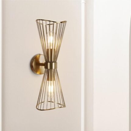 Brass Wall Sconces,Mid Century Wall Sconce,2 Light Bathroom Vanity Light Hardwired Vintage Sconces Wall Lighting Fixtures for Bedroom Living Room Bathroom Hallway E26