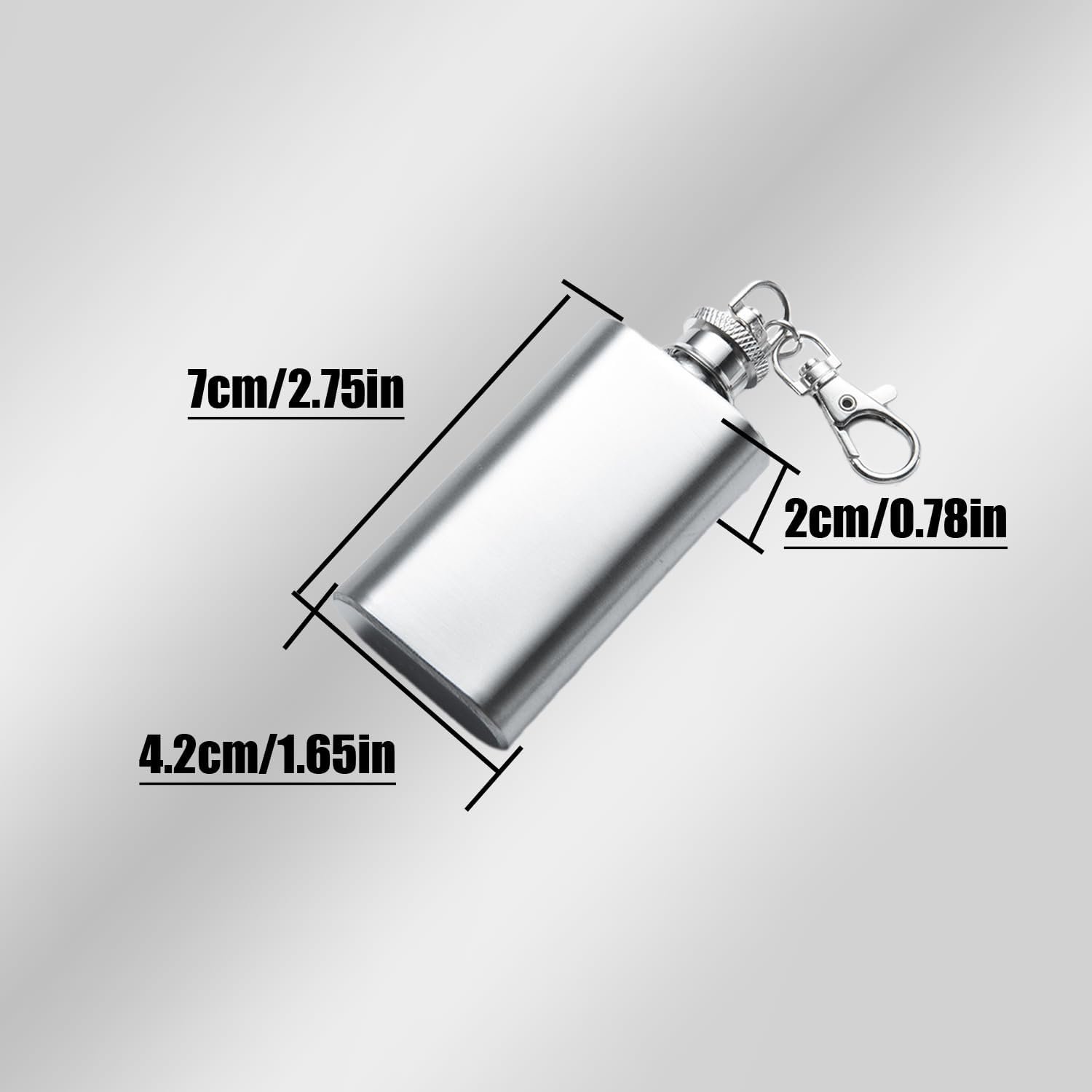 2PCS Mini Pocket Wine Bottle Stainless Steel Material Portable Keychain Flask Stainless Steel 2oz Pocket Whiskey Bottle, Hip Flask with Funnel for Men & Women