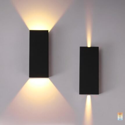 LEONLITE 5CCT 12 Inch LED Up Down Wall Light 24W, Dimmable Adjustable Beam Angle Square Outdoor Wall Light Fixtures, 100-277V, 1800LM, IP65 Waterproof Modern Wall Sconce, CPI90, ETL Listed, Pack of 2