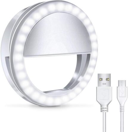 Selfie Ring Light for iPhone, Android, Tablet – Rechargeable Clip-on 3 Light Levels