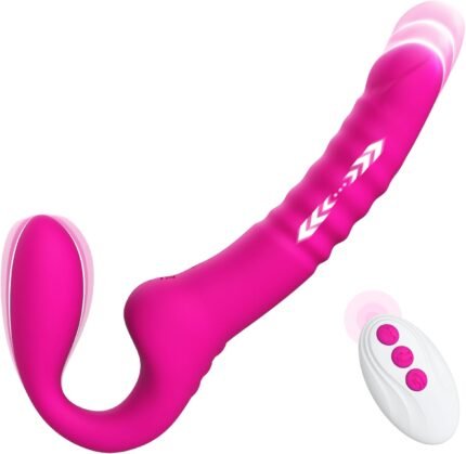 Tracy’s Dog Vibrator Thrusting Dildo Sex Toys, Remote Control Strapless Strap-On Dildo for G-Spot, Anal Toys with 7 Vibration & 7 Thrusting Modes, Double-Ended Dildo for Women Lesbians (Cushify X)