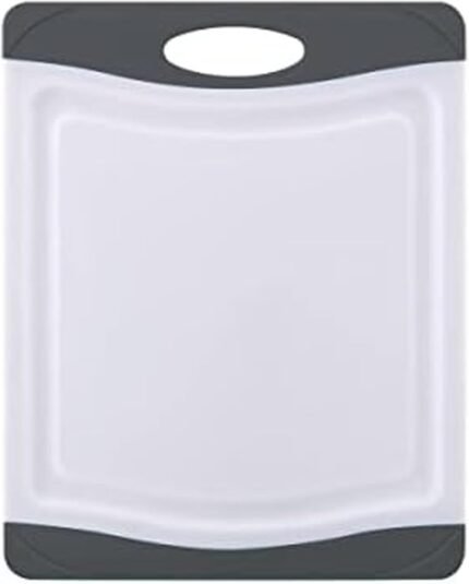 Farberware Nonslip Poly Cutting Board, 8×10-Inch, Gray and White