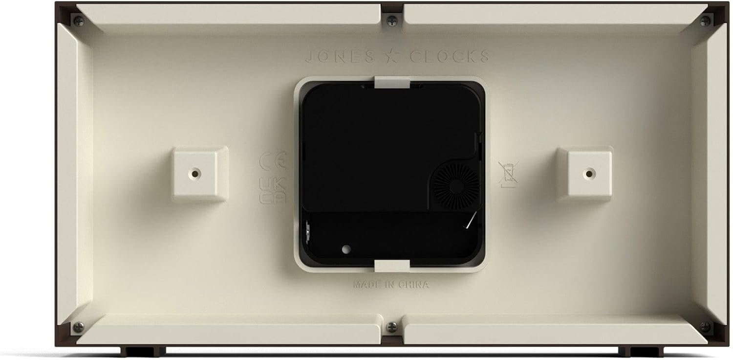 JONES CLOCKS® ‘Odeon’ Desk Clock | Modern Rectangular Design in Brown, Stylish Retro Look for Shelf, Table, Mantel or Bedside