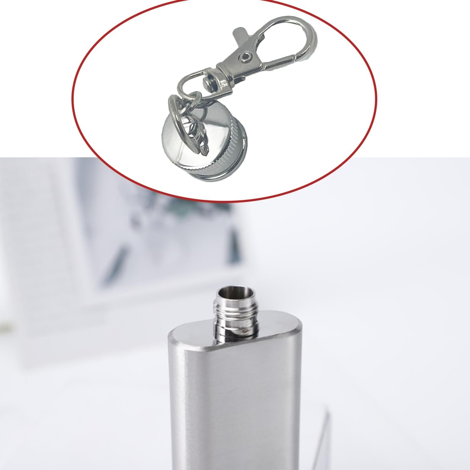 2PCS Mini Pocket Wine Bottle Stainless Steel Material Portable Keychain Flask Stainless Steel 2oz Pocket Whiskey Bottle, Hip Flask with Funnel for Men & Women