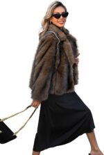 Women's Winter Faux Fur Coat Open Front Pockets Long Sleeve Fluffy Jacket - Image 2