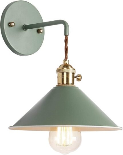 Wall Sconce Lamps Lighting Fixture with on Off Switch,Green Macaron Wall lamp E26 Edison Copper lamp Holder with Frosted Paint Body Bedside lamp Bathroom Vanity Lights