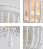 Q&S White Boho Beaded Chandeliers Flush Mount Ceiling Light,3-Lights Small Chandelier Light Fixture for Bedroom,Kitchen,Dining Room,Living Room,Stairway Gazebo - Image 7