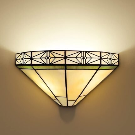 Capulina Tiffany Lamp Stained Glass Wall Sconces 2-Lights 12 Inches Wide Antique Cream Tiffany Style Wall Lights Decor for Hallway Stairway Bedroom Cinema Bathroom Home Office
