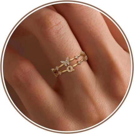 Dainty Gold Initial Ring Butterfly Rings Letter A-Z Graduation Gifts for Her Girlfriend Mother and Daughter Ring Back to School Stuff Gifts for Women Birthday Unique