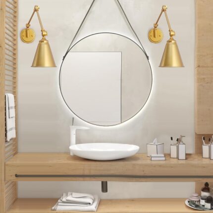 Modern Plug In Wall Sconce, Cordless Gold Brass Swing Arm Wall Lamp For Bedroom Bedside, Universal Adjustable Wall Light Fixtures, Wall Mount Reading Light For Living Room, 2-Pack