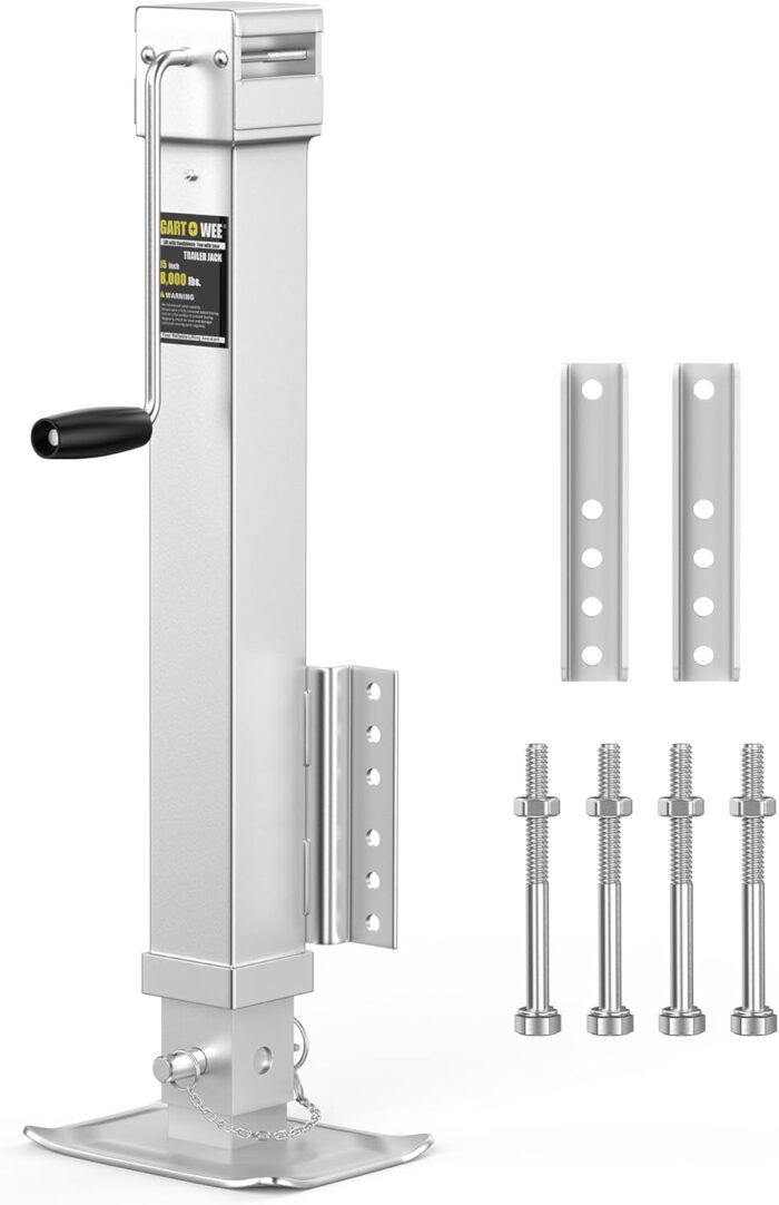 8000 lbs Trailer Jack, 30″ Vertical Travel with Adjustable Drop Leg, Heavy Duty Swivel Bolt-on Trailer Jack for Utility, Yacht, and Camper Trailers