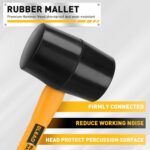 ELEAD 6-Piece Mallet Hammer Set, Fiberglass Handle Forge Steel Head, 32oz Rubber Mallet & Ball Peen Hammers, 16oz Ball Peen Hammer, 3LB Sledge & Cross Peen Hammers, 600g Wood Split Axe - Image 4