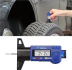LCD Display Tire Tread Depth Gauge, Car Tire Digital Measuring Gauge Tool with Inch MM Conversion, Tire Wear Gauge Tread Checker for Motorcycle, Truck, Car, SUV, Not Include Battery