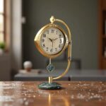 Luxury Brass Mantel Clock - Silent Table Clock with Marble Base & Mother-of-Pearl Inlay, Vintage Mechanical Movement Clock, Elegant Home Decor for Living Room - Image 6