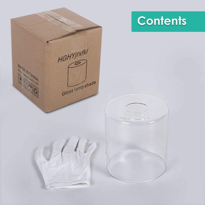 1 Pack Clear Glass Lamp Shade, with 1-5/8" Fitter Opening, Cylinder Glass Lamp Shade Replacement for Table Lamps,Wall Lamps,Pendant lights and Bathroom Vanity lights. - Image 8