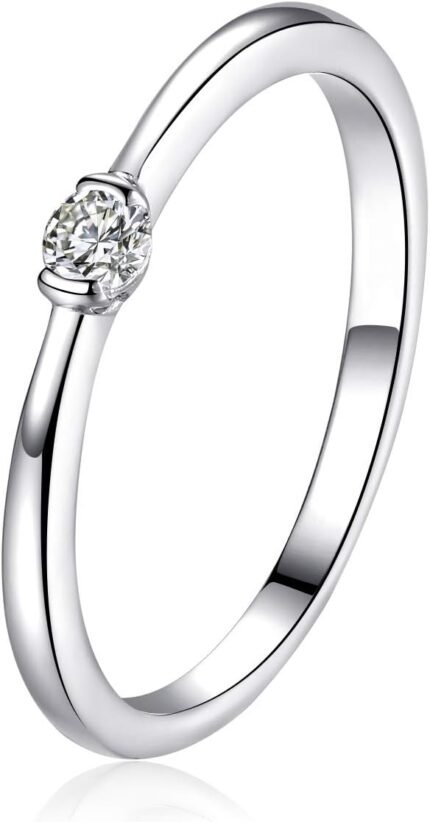 CANDYFANCY Promise Rings Cubic Zirconia 925 Sterling Silver Midi Knuckle Stackable Engagement Wedding Band Size 2.5-8