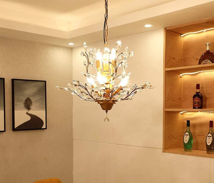 Garwarm 3-Light Crystal Chandeliers,Ceiling Lights,Crystal Pendant Lighting,Ceiling Light Fixtures for Living Room Dining Room Bedroom Restaurant Porch(Gold) - Image 10