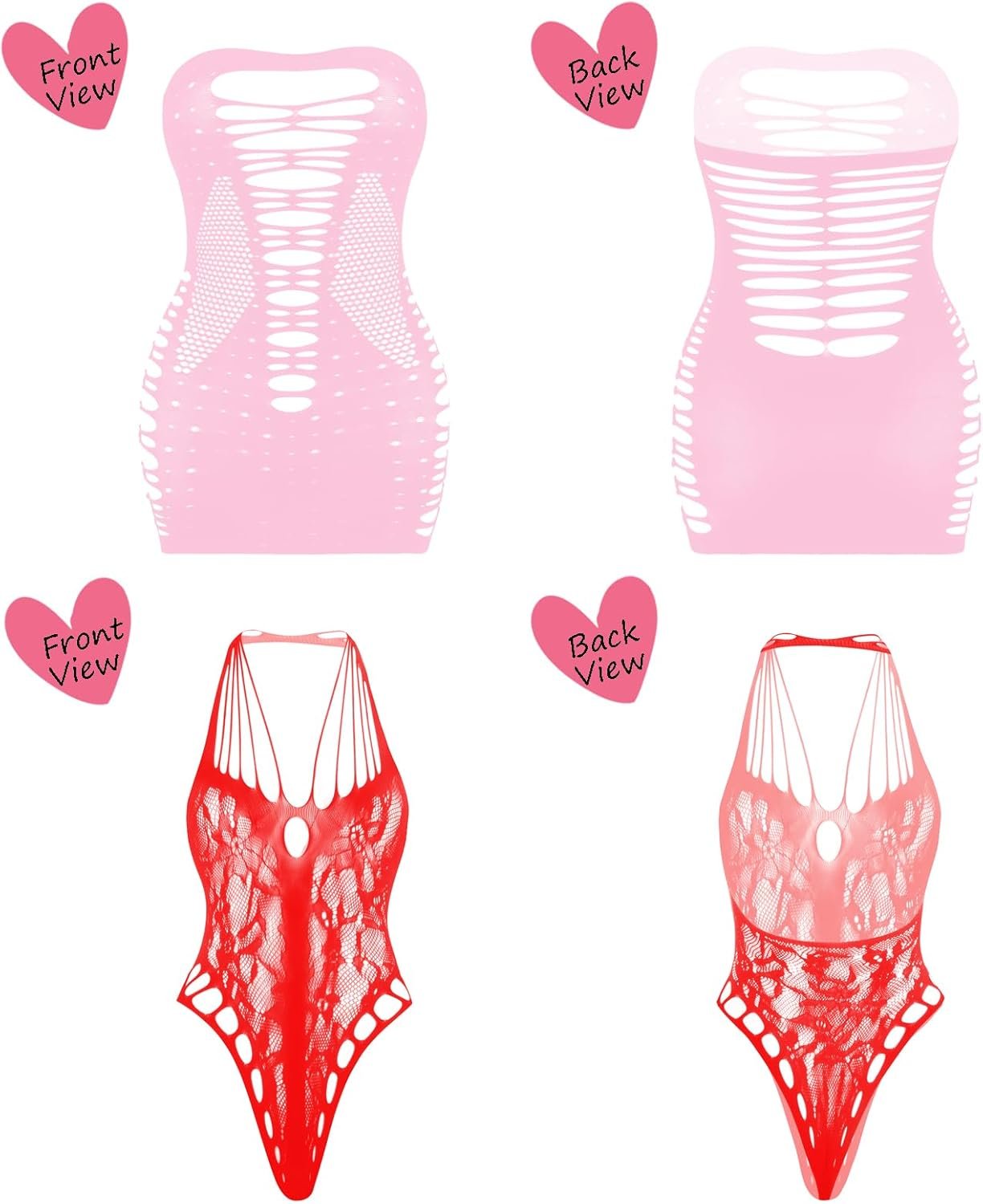 JDiction Women’s Lingerie BabyDoll Fishnet Bodysuit Sexy Nightwear(12 Pack)