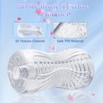 Male Masturbator Sex Toys - Adult Sex Toy Pocket Pussy, TPE Male Masturbation Sleeve, Penis Training Sex Toy for Men, 3D Realistic Texture Spiral Tunnel Stroker, Couple Sex Toys & Game (Clear) - Image 2